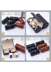 Jewelry Organizer Leather Watch Wristwatch Roll Travel Storage Case for Men and Women