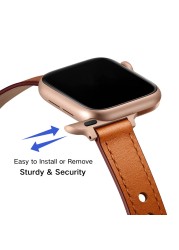 Slim Leather Watch Strap for Apple Watch Series Band 7 6 4 5 3 SE Bracelet for iWatch 41mm 45mm 38mm 42mm 40mm 44mm Wristbands