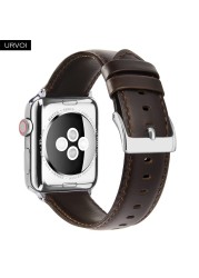 URVOI Strap for Apple Watch Series 7 6 SE 5 4 3 2 Leather Strap for iwatch Genuine Top Layer Classic Buckle Arm Band Wrist Strap