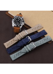 Soft Suede Leather Watch Band 18mm 19mm 20mm 22mm 24mm Blue Watch Straps Stainless Steel Buckle Watch Accessories