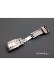 Polished Stainless Steel Watch Buckle Deployment Buckle Silver Brushed Stainless Steel Bracelet Rubber Strap 16mm x 9mm