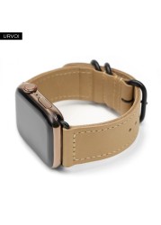 URVOI Band for Apple Watch Series 7 6 SE 5 4 3 2 Strap for iwatch Classic Buckle Wrist Band Handmade Retro Leather Band 40 44mm