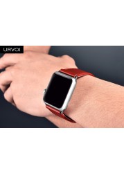 URVOI Strap for Apple Watch Series 7 6 SE 5 4 3 41 45mm Genuine Swift Leather Loop for iWatch Wristwatches Classic Pin Buckle Handmade