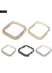 URVOI Shiny Metal Case For Apple Watch Series 7 6 SE 5 4 Bumper Full Zircon Frame Cover For iWatch 41 45mm Modern Design