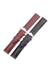 Genuine Leather Watch Band Bracelet Women Men Brown Black Smooth Soft Cowhide Leather Strap Accessories 18 19 20 21 22 24mm Watchband