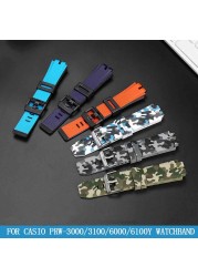 For Casio PROTREK PRW-6000/6100/3000 /3100 PRG-300 Silicone Rubber Strap Watchband Waterproof Mountaineering Men's Bracelet 24mm