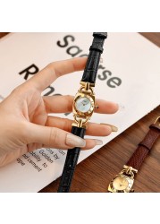 Woman watch fashion retro quartz watch genuine leather strap waterproof square watch Japanese movement ladies watch for school