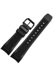 Curved End 22mm Black Soft Silicone Rubber Watchband For IWC Portugal Yacht Club Chronograph IW390502 IW390209