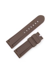 CARLYWET - Replacement Watch Strap, 22 24mm Water Resistant Silicone Rubber, High Quality, Brown, Gray, For Panerai Lighting