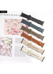 URVOI Strap for Apple Watch Series 7 6 SE 5 4 3 2 1 Sport Band Genuine Leather Pin Buckle for iWatch Modern Single Ring Design