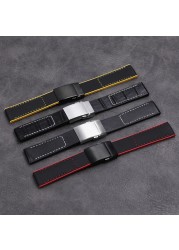 Nylon Watch Band Genuine Leather Watchband for Breitling Strap for Bentley World Avenger/Bentley 22mm 24mm Folding Buckle