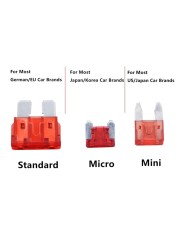 80pcs/lot Micro Auto Mini Car Low Profile Mini Blade Fuse Kit 3A 5A 7.5A 10A 15A 20A 25A 30A With Clip For Any Kind Of Car