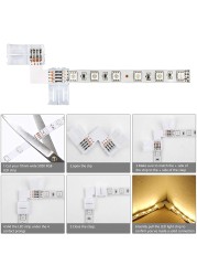 4 Pin 10mm L Shape Led Connector RGB LED Light Strip Connectors 90 Degree Corner Connectors for SMD 3528 5050 2835 Light Bar