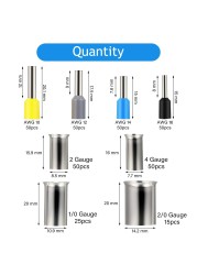 Wire Crimp Terminals, 1900/1200/440pcs, Terminal Ring Set, AWG Connector Sleeves (2/0 1/0 2 4 10 12 14 16)