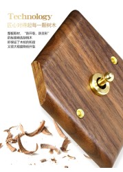 High-grade retro American industrial style light switch socket, solid wood brass toggle switch panel, antique home stay switch