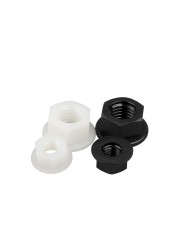 Flange Nut Nylon Plastic Hex Locking Plastic Nut Black White M3 M4 M5 M6 M8 M10 M12