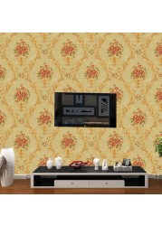 Modern Home Decoration PVC 3D Wallpaper Roll Moisture-proof Heat Insulation Beige 3D Wallpaper Bedroom Living Room Decoration