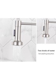 Black Spring Style Kitchen Faucet Deck Mounted 360 Degree Rotation Sink Tap Mixer Hot Cold Pull Down Sprayer Nozzle Faucets