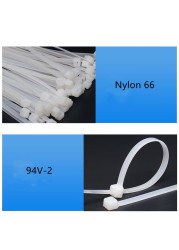 500pcs/1lot 4*150 200 250 300mm Self-Locking Nylon Cable Ties/Actual Width: 2.8mm Black/White