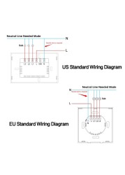 Tuya - Connected Wall Switch, Wi-Fi, Touch Sensor, 110V/220V, Neutral Wire Required, Voice Control, Compatible with Alexa and Google Home