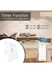 1pc Wall Touch Switch 1/2/3 Gang, EU Type WiFi Smart Glass Panel Switch Tuya App Remote Control, Work with Alexa Google Home