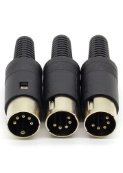 3pcs/lot DIN Male Plug Cable Connector 5 Pin With Plastic Handle