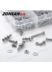 ZONSANTA 480/660pcs Cross Round Head Screw Set M2 M2.5 M3 M4 Ring Nut Stainless Steel Screw Phillips Head Machine Screw