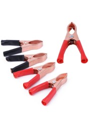 High Quality 4pcs 30A Red Black Alligator Clamps 72/75mm Alligator Clip Handle Cable Lead Test Battery Test Lead