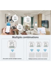 Tuya Smart WiFi and Rf Light Switch 433MHz Kinetic Wall Switch No Battery Needed Wireless Remote Control Timing 220V 16A for Alexa