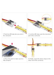 5pcs Single Double End Cover Solderless Transparent Connector 15cm Wire for FCOB Dim CCT RGB LED Strip 6mm 8mm 10mm 2pin 3pin 4pin