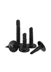 Cross Round Head Round Head Drilling Screw With Pad Self Tapping Screws With Washer Black 410 Stainless Steel M4.2 M4.8