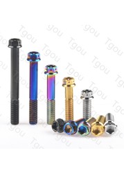 Tgou Titanium Bolt M10x20~90mm Pitch1.25/1.5mm Flange Inner Outer Bolt Gun for Motorcycle Disc Brake Refit