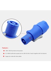 10pcs/lot 3 Pin AC Powercon Connector Male Plug NAC3FCA NAC3FCB AC Power Plug 20A/250V for Stage Light LED Screen Blue/White