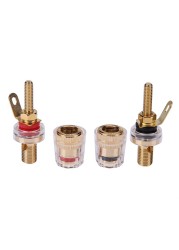 2pcs amplifier gold-plated speaker binding posts oxidation resistance brass terminal with transparent shell for banana plug 4mm