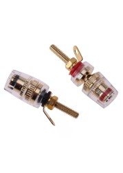 2pcs amplifier gold-plated speaker binding posts oxidation resistance brass terminal with transparent shell for banana plug 4mm