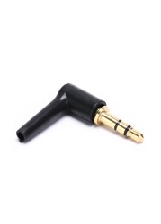 2pcs 3.5mm Stereo Headphone Plug Jack 3 4 Pole 3.5 Gold Plated 90 Degree Black Audio Plugs Jack Adapter Connector