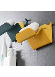 Double Layer W Shape Wall Mounted Soap Box Plastic Bathroom Dish Soap Holder Storage Plate Tray Tray Rack Bathroom Organizer