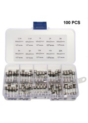 100pcs Durable Quick Blow Accessories Replacement Assorted Portable Fast DIY With Box 5x20mm Glass Tube Fuse