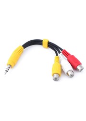 1pc 3.5mm Aux Stereo Male to 3 RCA Female Audio Video AV Adapter Connectors