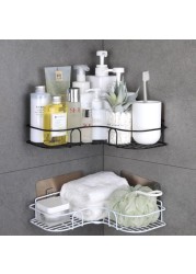 2/1pcs Free Punch Corner Shelf Bathroom Kitchen Storage Rack Holder for Shampoo Toothbrush Towel Spice Jar Bottles Water Cup
