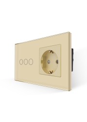 Bingoelec EU Standard Light switch 1Gang 1Way Touch Switch With 16A Germany Wall Socket Crystal Glass Panel sockets and switches