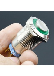 19mm Waterproof Momentary Locking Stainless Steel Metal Door Bell Bell Horn Push Button Switch LED Car Auto Computer Engine