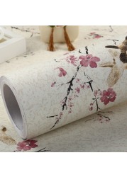 Vintage Self Adhesive Wallpaper Floral Bird Pattern Wall Stickers Furniture Living Room Background DIY Home Decor