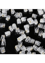 100pcs Crystal Head RJ11 6P 4C Modular Socket Gold Plated Brand New Network Connectors For Mobile Phone Network Cables