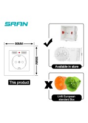 EU Power Socket,Socket With Usb Charging Port 2.1A 16A White Computer Board 86mm*86mm Russia Spain Wall Socket SRAN