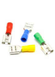 FDD1-250 Female Insulated Electrical Crimp Terminal for 22-16 AWG Connectors Wire Cable Connector 100pcs/pack FDD FDD1.25-250