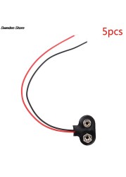 New 5pcs/lot 9V Battery Clips 15cm Black Red Connection Cable Connector Buckle