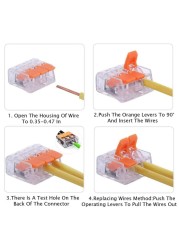 75pcs L 221 Electrical Connectors Wire Block Clamp Cable Terminal Reusable Mini Quick Home Connector Wire Terminal