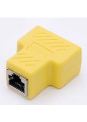 10pcs/lot RJ45 Network Cable 8P8C Splitter Coupler Connector Ethernet Extension Adapter 1xFemale to 2 Ways Adapter