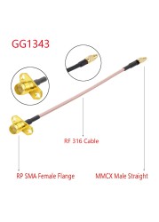 10pcs RG316 Coaxial Cable MMCX to SMA/RP-SMA Female Flange Panel Mount FPV Antenna Extension Cord for TBS Unite Pandark VTX